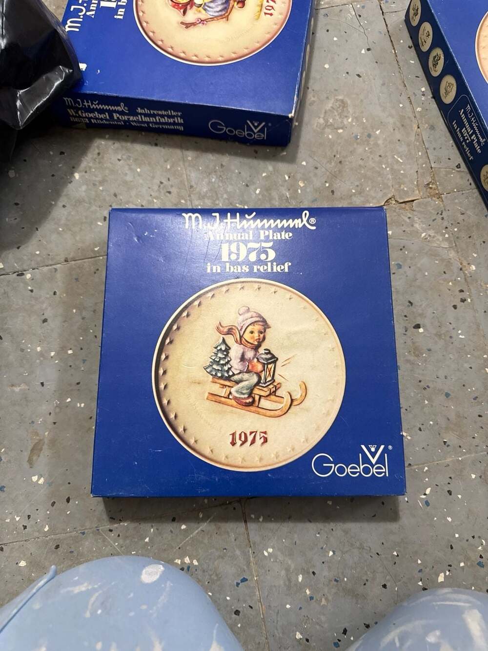 Vintage 1975 M.J. Hummel Annual Plate in Bas-Relief with Original Box and Papers